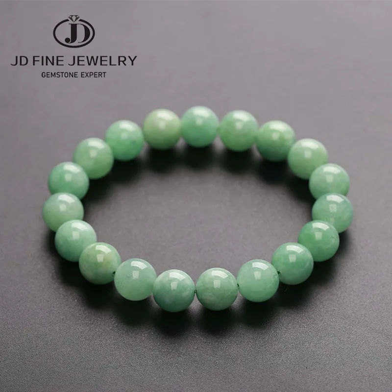 JD Natural Myanmar Green Jade Bracelet 6/8/10MM Beads Temperament Jewelry Gems Accessories Gifts Wholesale Bracelet Bangle