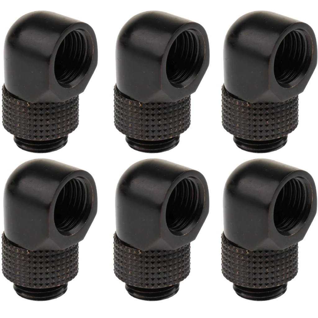 6pcs G1/4`` 90 Rotary Extender Fitting Adapter Water Cooling Connectors