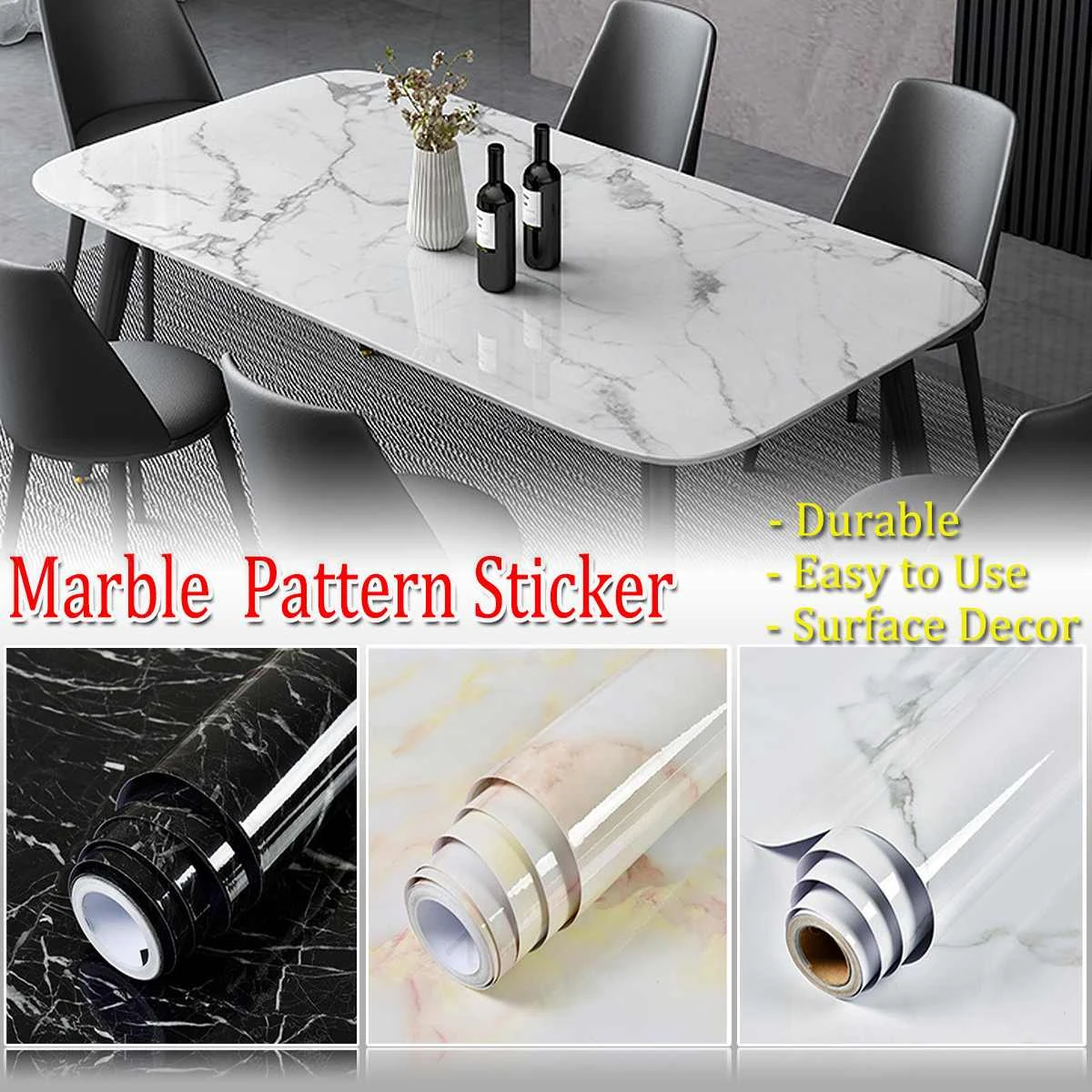 3M/5M Kitchen Marble PVC Wall Stickers Countertop Self Adhesive Waterproof