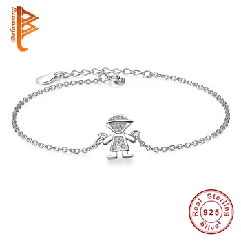 

Retro Cute Boy Pendant 925 Sterling Silver Charm bracelets for Girls Boy Cubic Zircon Crystal bracelets & bangles for women men