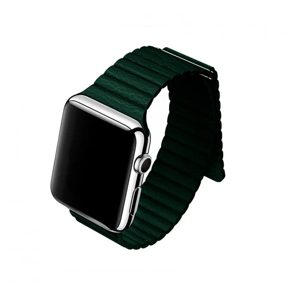 Ремешок Devia Elegant Leather Loop для Apple Watch 4 44mm - Forest Green | Наручные часы
