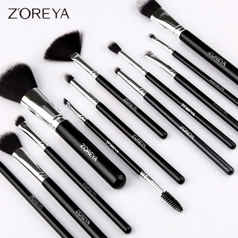 ZOREYA Makeup Brushes Set 12Pcs Powder Foundation Eyelash Small Fan Eye Shadow Eyeliner Make Up
