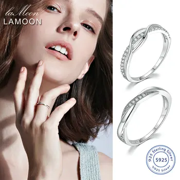 

LAMOON 925 Sterling Silver Ring For Women Thin Simple Style Winding Wedding Ring Delicate Gift Fashion Jewelry DZR016 DZR017
