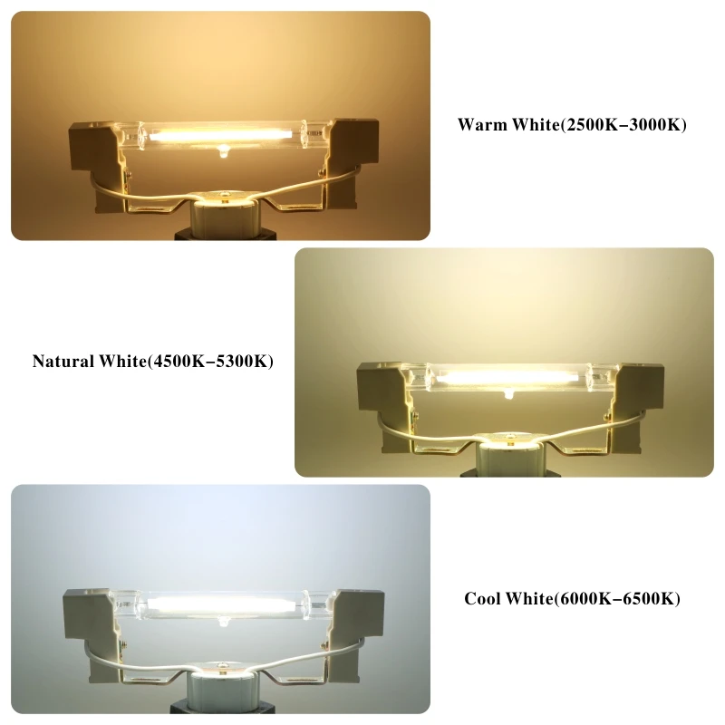 R7S LED 전구 78mm 118mm 5W 8W 10W 20W R7S 스포트라이트 220V COB 램프 유리 튜브 교체 30W 50W 100W 할로겐 빛