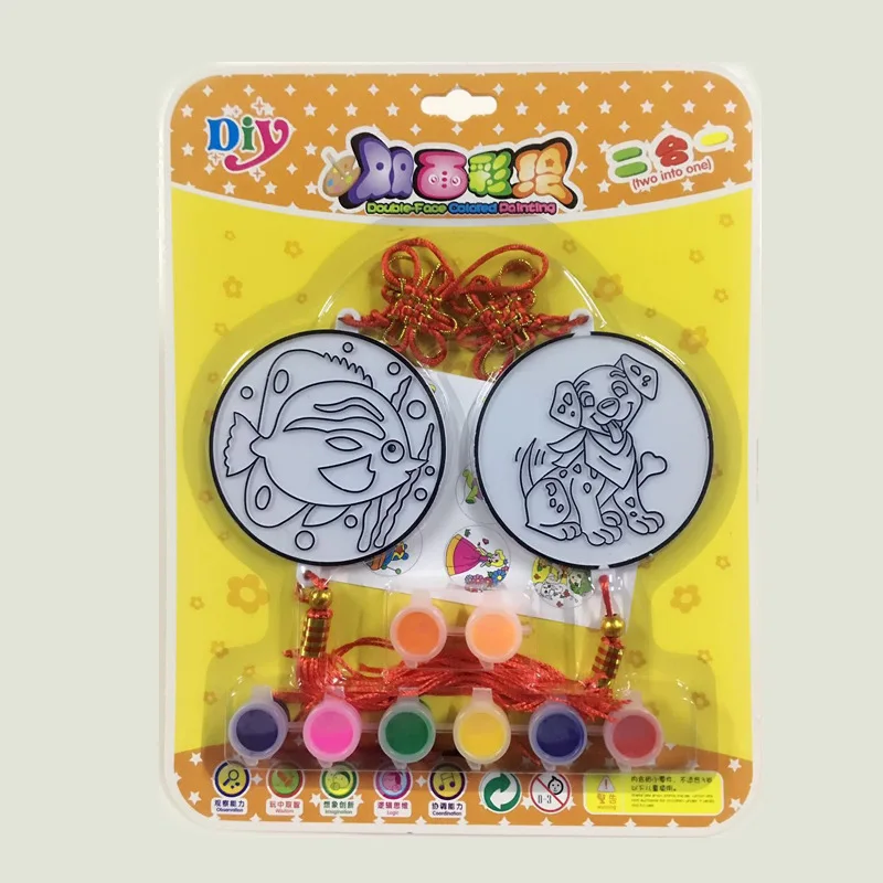 

Wholesale Double-Sided Chinese Knot DIY Painting Translucent with Keychain Ice Painting Acrylic CHILDREN'S DAY Gift Handmade Squ
