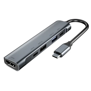 

HOT-5 in 1 USB C HUB USB HUB Type C USB Splitter Thunderbolt 3 USB-C Dock Adapter OTG for Air Mi Pro HUAWEI Matebook