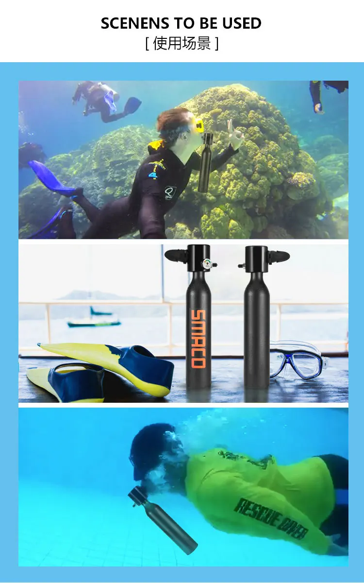 SMACO S300 Diving Respirator Firefighting Water Rescue Call Oxygen Cylinder Submersible Equipment Underwater 10 Minutes