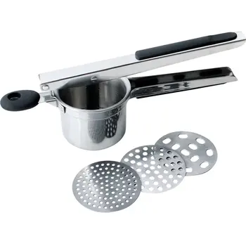 

Top Quality Stainless Steel Potato Ricer with 3 Interchangeable Fineness Discs Silicone Grip Handles