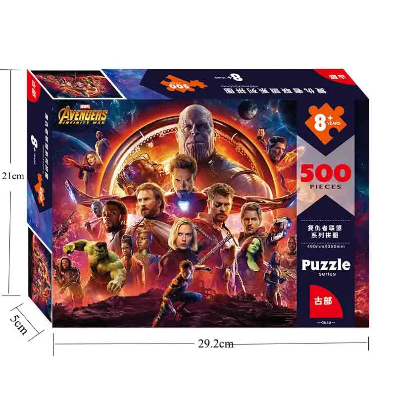 2019New Marvel Мстители 500 шт. головоломки из бумаги для взрослых головоломка для детей танос Железный Человек-паук Капитан Америка игрушка-Супергерой B695