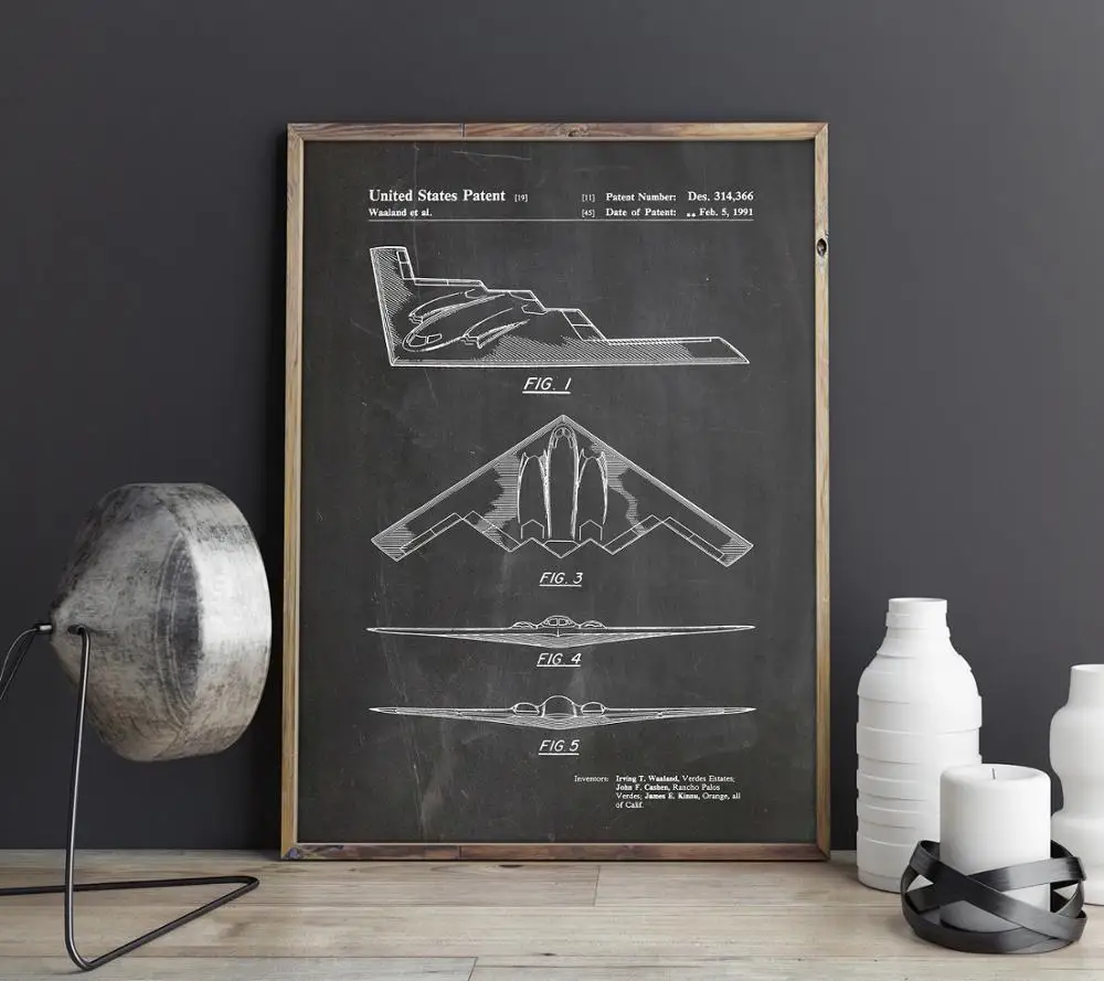 B-2 Stealth Bomber Northrop Grumman Patent Print - Aerospace Engineer Navy Spyplane Poster Aviation Decor Plane | Дом и сад