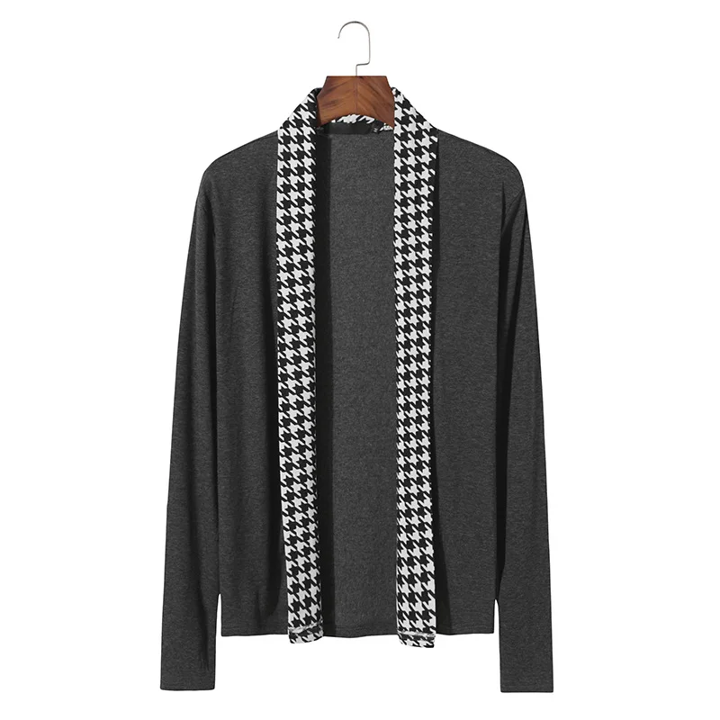 

2020 Patched Cardigan Men Casual Knitted Cotton Sweater Men Clothes Long Style Mens Sweaters and Cardigans Coat Pull Homme