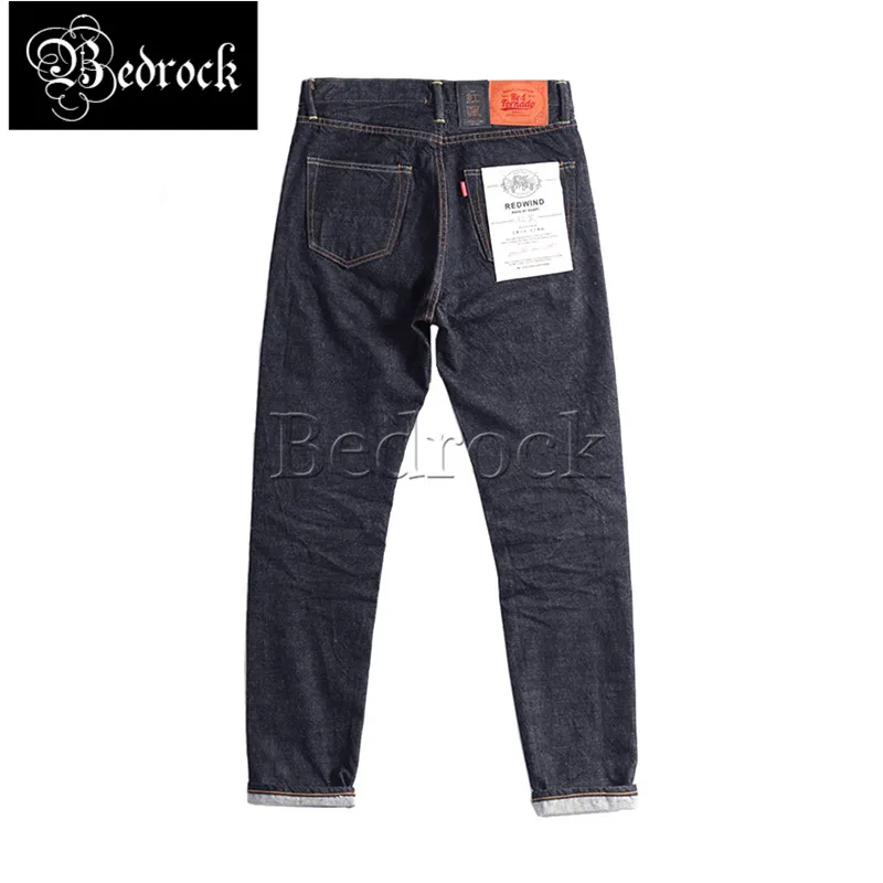 14oz selvedge vintage washed raw denim jeans for men reproduce 501CT original deep blue cattle jeans slim-fit pencil pants