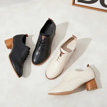 

2020 spring new high heel women's fashion simple retro style thick heel comfortable casual high heels