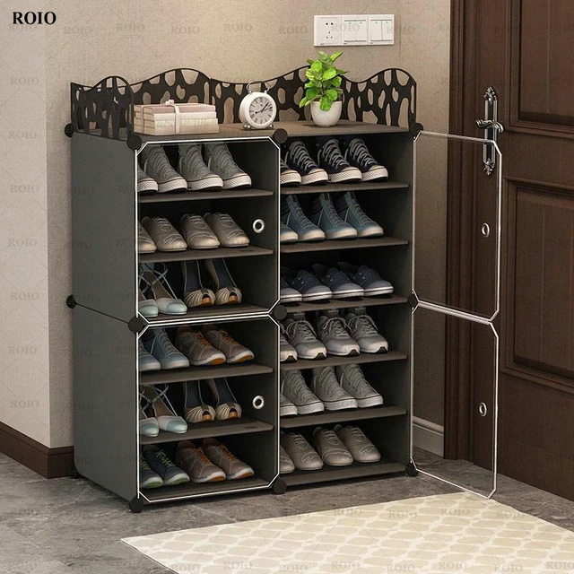 Zapatero Modular Simple con puerta, gran capacidad, ahorro de espacio,  botas apilables, organizador de zapatos para el hogar, armario de zapatos  ensamblado DIY - AliExpress