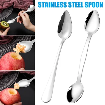 

Stainless Steel Grape fruit Scraper Spoon Serrated Sawtooth Edges Long Handle Kitchen HY99