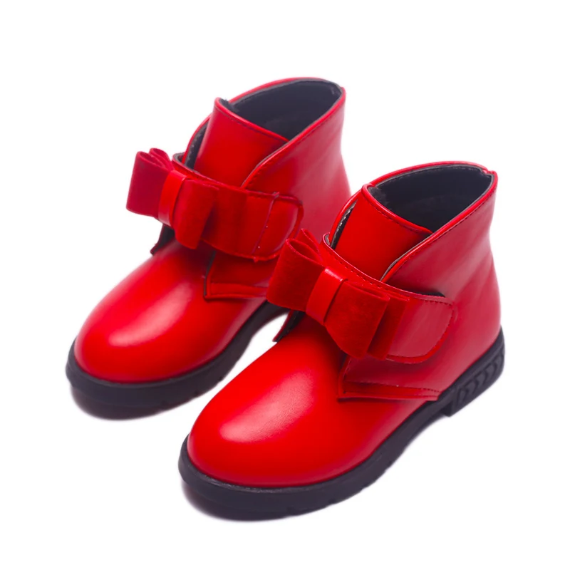 

2019 Autumn New Baby Girl Martin Boots Baby Short Boots Soild Leather Children Princess Cotton-padded Shoes Girl Snowfield Boots