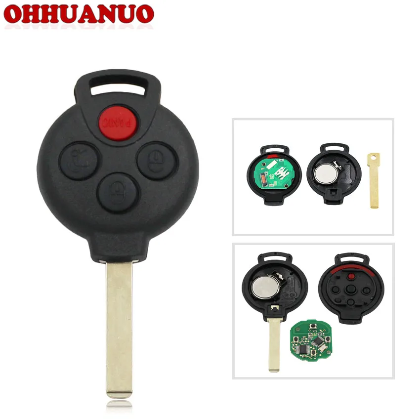 3+1 Buttons Smart Remote key Fob 315MHz 4 Button for Benz Smart Fortwo 2005