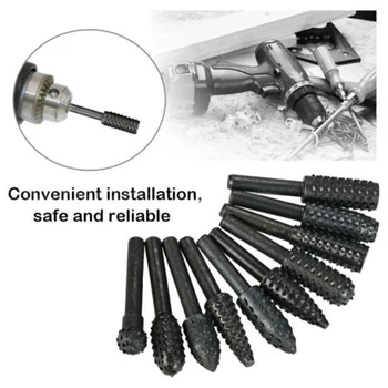 

10pcs Steel Rotary Burr Set 3mm Shank Wood Rasp Drill Bit Home Tool DIY Durable