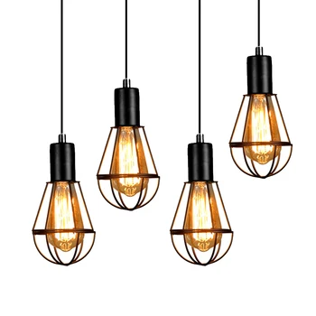 

Living Room Home Decor Bar Ceiling Light Lighting Fixture Kitchen Iron Loft Cage Stairs Bathroom Hallway Vintage Industrial