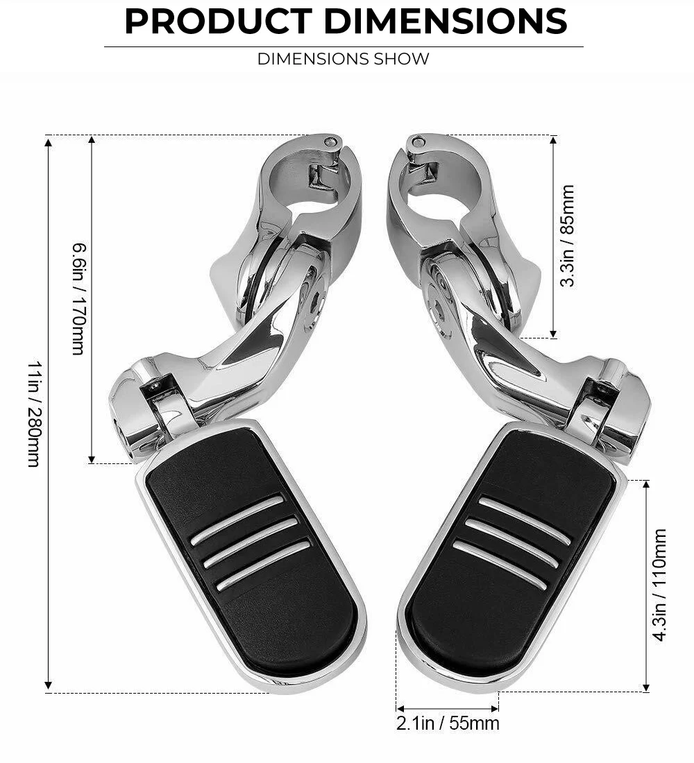 Хром Мотоцикл 1,2" шоссе подножки монтажные зажимы пассажирские половицы Подножки для Harley Touring
