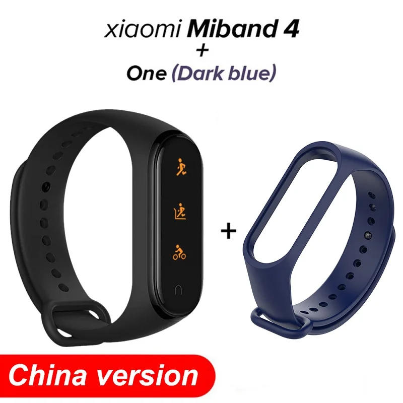Глобальная версия Mi Band 4, смарт-браслеты Miband 4, браслет, пульсометр, фитнес, 135 мА/ч, цветной, Bluetooth 5,0, спортивный, водонепроницаемый браслет - Цвет: add Dark Blue Strap