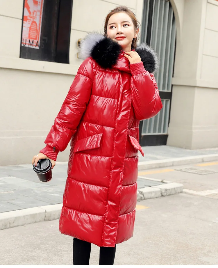 Черная, красная повседневная куртка, женские парки с капюшоном, с длинным рукавом, теплые, толстые, большие размеры, хлопковые пальто, Женское зимнее пальто, модная новинка