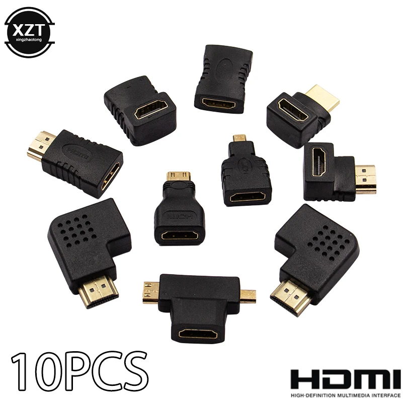 10 шт. 2 в 1 HDMI адаптер Комплект Высокое качество HDMI мини микро адаптер удлинитель Конвертер Разъем наборы для HDTV