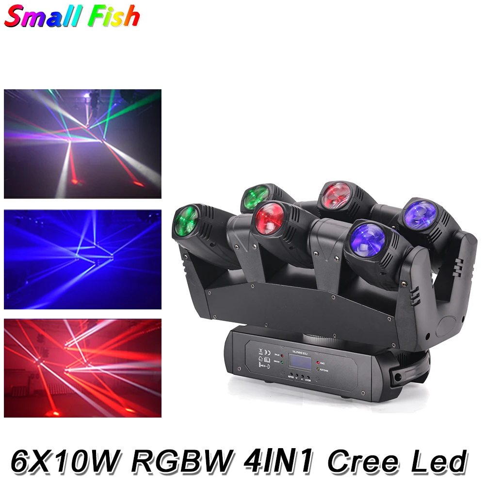 

Fast Shipping 6x10W RGBW 4IN1 CREE LED Moving Head Beam Light For Stage DJ Party Wedding Bar Disco Lamp Stage Effect Lighting