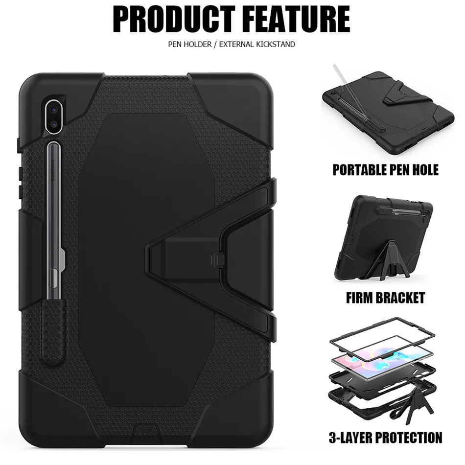 Для samsung Galaxy Tab S6 10,5 T860 T865 Funda Tablet противоударный жесткий чехол военный сверхпрочный Силиконовый прочный Чехол-подставка