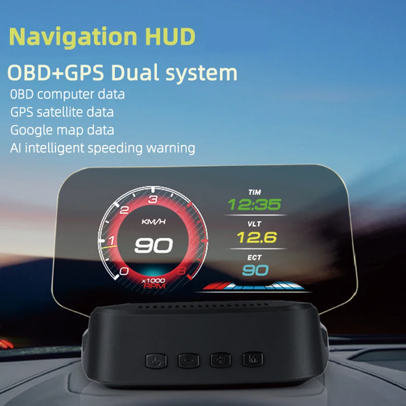HUD + OBD HD Автомобильный дисплей с GPS навигацией Bluetooth лобовое стекло скоростной