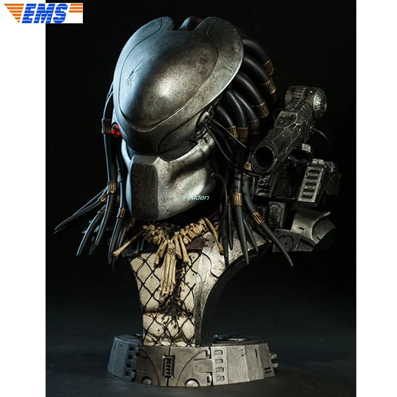 

17" SS 200252 Statue Mask Hunter 1:2 Bust The Predator Head Portrait PF Series Resin Action Collectible Model Toy BOX 43CM Z2442