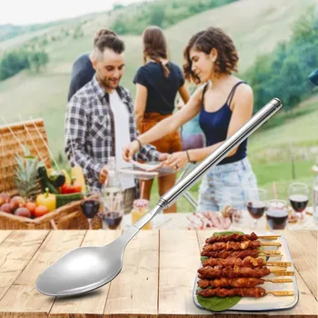 

Funny Spoon Extension Long Extendable Telescopic Freeloader Trick Prank BBQ Tool
