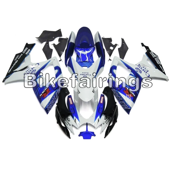 ABS Пластик полный комплект обтекателя Для Suzuki GSXR600 GSXR750 K6 2006 2007 06 07 впрыска мотоциклетный кузов сине-белые черный Carene