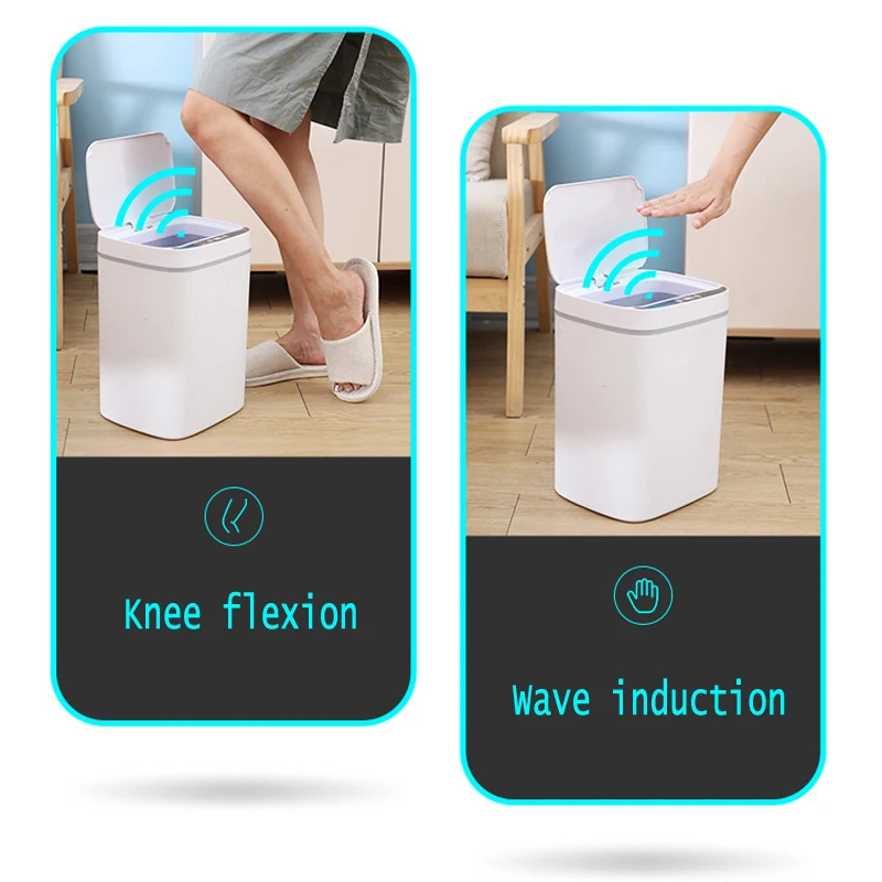 

New Automatic Touchless Intelligent induction Motion Sensor Kitchen Trash Can Wide Opening Sensor Eco-friendly Waste Garbage Bin