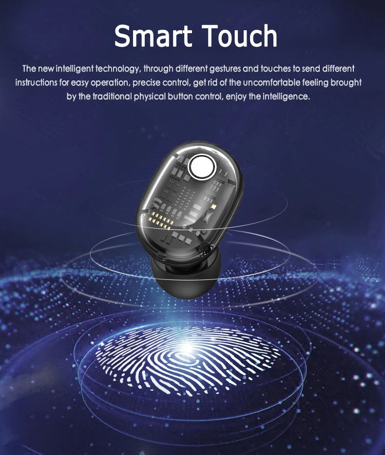 TWS Мини Bluetooth беспроводные наушники 5,0 сенсорное управление гарнитура 6D стерео беспроводные наушники с микрофоном и usb зарядный чехол