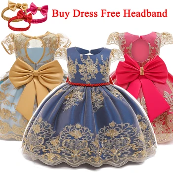 

Vintage Princess Costume Girls Dress 0-6 Years Kids Dresses for Girls Embroidery Flower Ball Gown Wedding Party Children Clothes