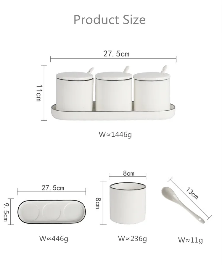 Nordic белый Керамика Набор банок для приправ для специй горшок сахар, соль, перец контейнер с Керамика крышкой Ложка Кухня приправа 1 комплект