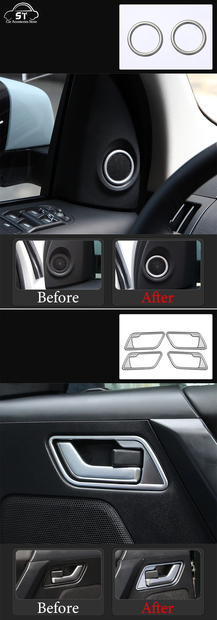 Car Steering Wheel,AC Vent Outlet Knob,Door Handle,Cover Trim,ABS Chrome,For LandRover Freelander 2 2007-2015 Interior Accessory