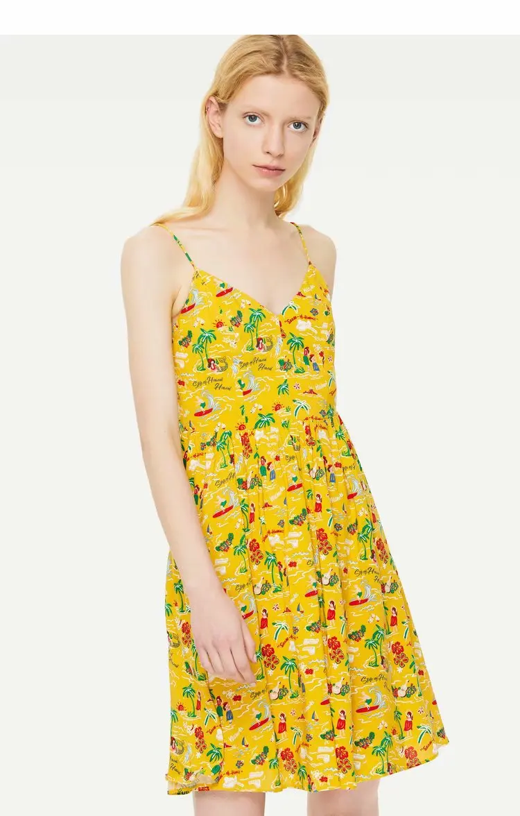 

Summer Wear New Products Western Style WOMEN'S Dress Vacation Style Contrast Color Printed Slim Fit Strapped Dress Skirt Short S