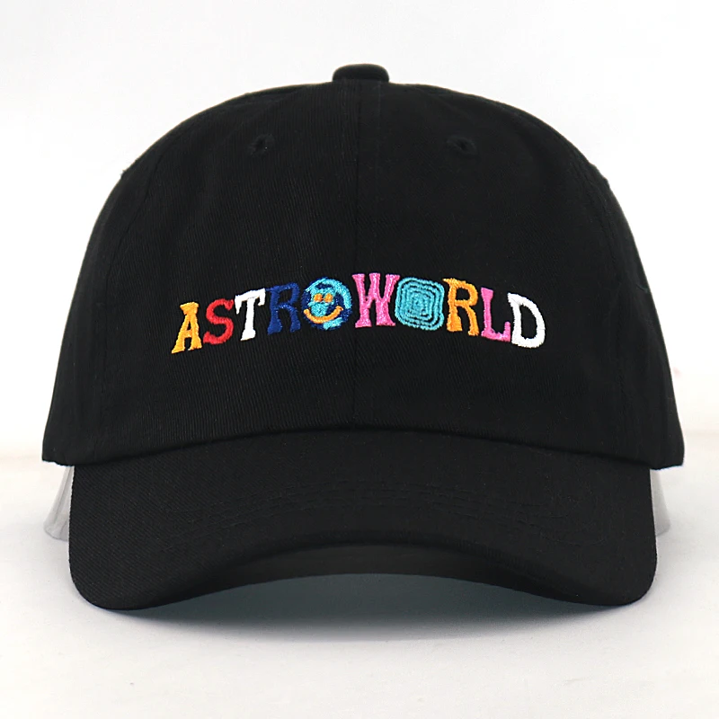 Модные шляпы для папы, бейсболка с вышитыми буквами ASTROWORLD, хлопковая Регулируемая Черная кепка в стиле хип-хоп, унисекс