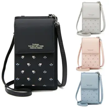 

Cell Phone Wallet Big Card Holders Women Floral Print Mini Faux Leather Crossbody Shoulder Bag Card Purse Messenger Straps Bag