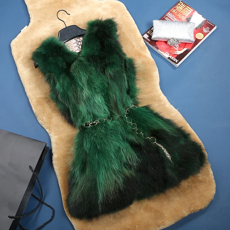 Real raccoon dog fur vest waistcoat women natural fur coat sleeveless jacket 2019 autumn and winter free shipping