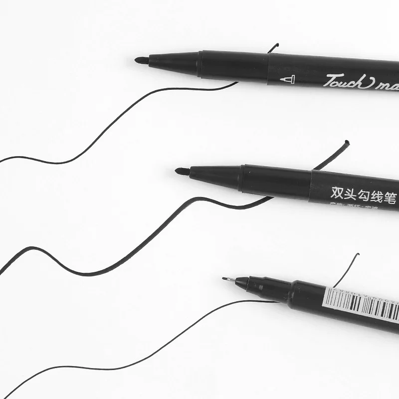 0.8mm / 2.0mm Black Dual Head Black Marker Art Supplies Drawing Markers School Office Supplies Permanent Marker Pen Marker Pens Permanent Marker Permanent Markers Markers Pen