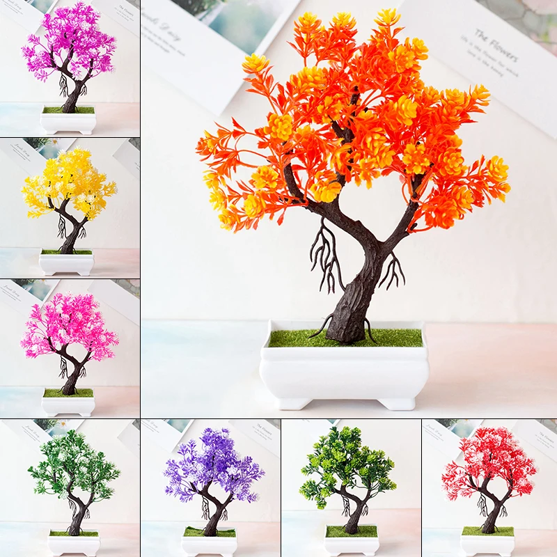 Artificial Potted Flower Fake Bonsai Pot Plant Home Office Table Desk Ornament Decor Simulation Plant Photography