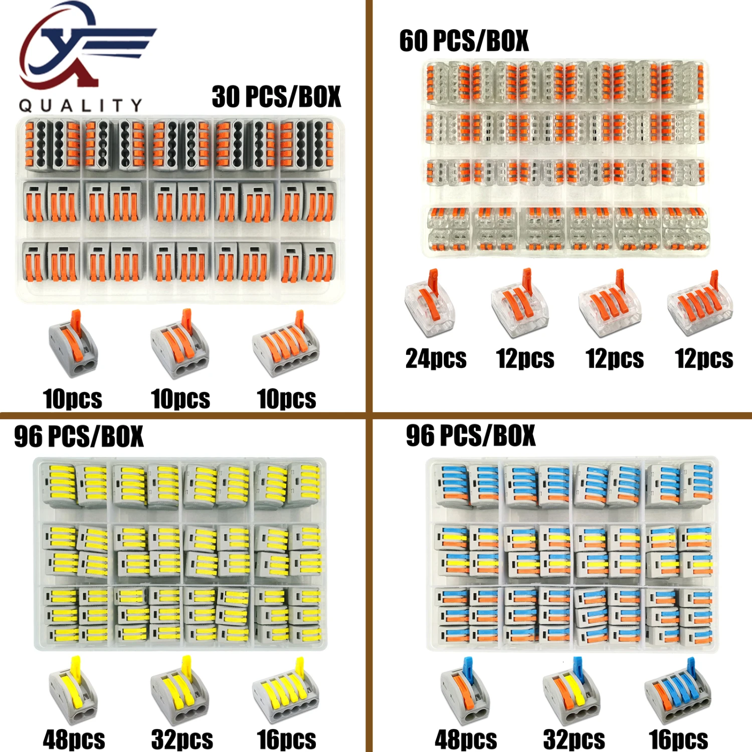 

Wire connector set box universal compact terminal block lighting wire connector for 3 room hybrid quick connector PCT-222