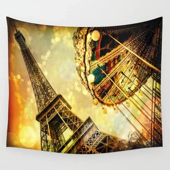 

Paris Eiffel Tower Ferris Wheel Tapestry Vintage Wall Hanging Tapestries Dorm Wall Art Home Decor Traveling Camping Yoga Mat