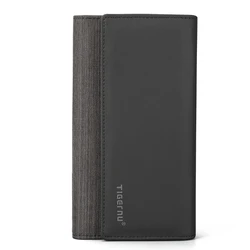 Tigernu Men's Slim Long Wallet with Coin Pocket and Credit Card Holder (Black)