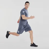 VANSYDICAL Men’s Gym Summer Sports Suits Quick Dry Running Sets Fitness Jogger Sportswear 2pcs Basketball Sports T-shirts Shorts