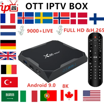 

French IPTV BOX X96 MAX+ android TV box 9.0+ 8K IPTV Subscription Sweden belgium Europe UK spain USA M3U adult xxx smart tv box