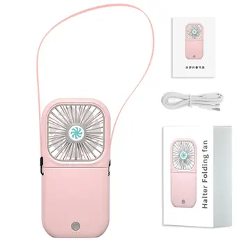 

Folding hanging neck fan desktop USB mute charging mini blower Student Travel Portable lazy hand-held ventilator